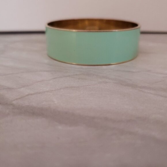 💚 Vintage 2000's 00's Y2K J.Crew Mint Green Enamal Wide Bangle Bracelet 💚 - Picture 6 of 11